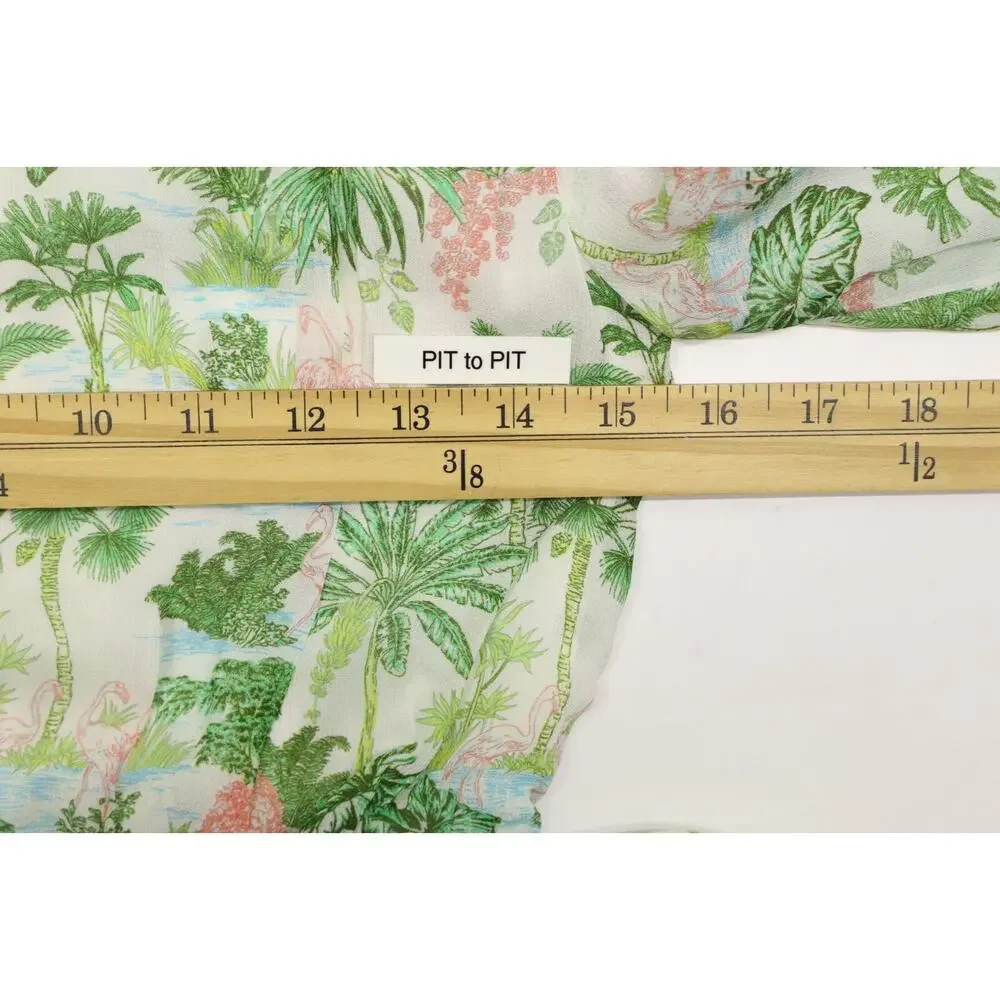 Vineyard Vines Girls Smocked Waist Dress Green Pink Palms Viscose Sz XL(16) NWT - Picture 5 of 9